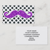 紫色のグリッターの髭の水玉模様 名刺 (正面/裏面)