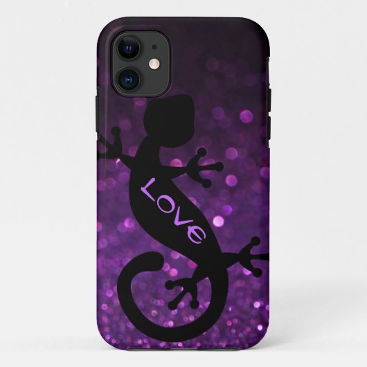 紫色のグリッターのiPhone 5/5Sの箱のヤモリ Case-Mate iPhoneケース (裏面)