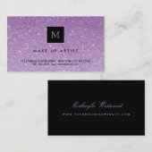 紫色のグリッターはモダンでシックなプロフィールカード光っています 名刺 (正面/裏面)