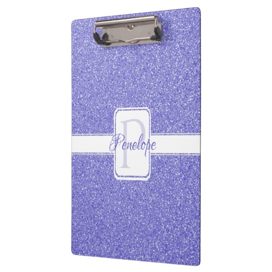紫色のグリッターパーソナライズされたクリップボード クリップボード (左)