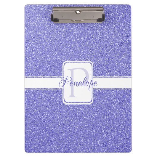 紫色のグリッターパーソナライズされたクリップボード クリップボード (正面)