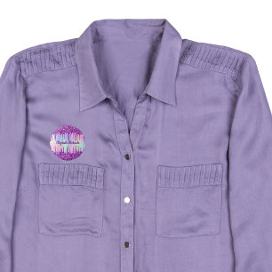 紫色のグリッターピンクカスタム色のホログラフィック名タグ 缶バッジ