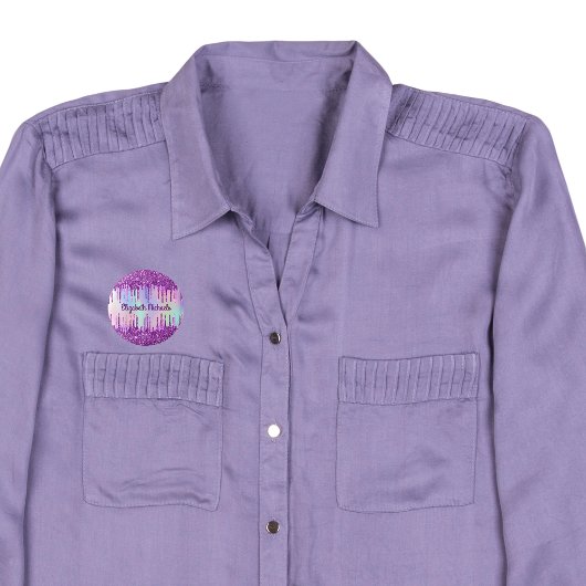 紫色のグリッターピンクカスタム色のホログラフィック名タグ 缶バッジ