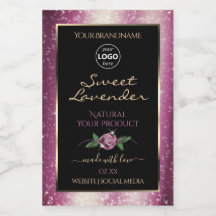 紫色のグリッターブラックフローラ製品ラベルのロゴ