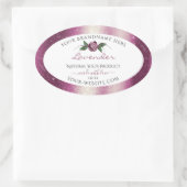 紫色のグリッターホワイト製品ラベルバラ花 楕円形シール (バッグ)