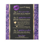 紫色のグリッターリップの使用方法 ノートパッド (正面)