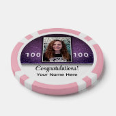 紫色のグリッター写真おめでとう会社のロゴ ポーカーチップ (シングル)