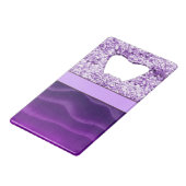 紫色のグリッター及び波状の砂 クレジットカード栓抜き (裏面アングル)