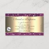 紫色のグリッター発光スター縁ど金ゴールドとロゴ 名刺 (裏面)