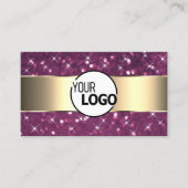 紫色のグリッター発光スター縁ど金ゴールドとロゴ 名刺 (正面)