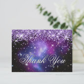 紫色のグリッター紫色の天写真 サンキューカード (スタンド正面)