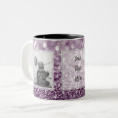 紫色のグリッター2の写真w/Textのデザインあなた専有物 ツートーンマグカップ (正面左)
