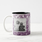 紫色のグリッター2の写真w/Textのデザインあなた専有物 ツートーンマグカップ (左)
