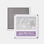 紫色のグリッドフォト マグネット (正面/裏面)