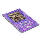 紫色のグリッド写真バレンタインスパイラルフォトノートブック ノートブック (右側)