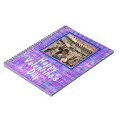 紫色のグリッド写真バレンタインスパイラルフォトノートブック ノートブック (左側)