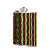 紫色のグリーンオレンジ色の黒いハロウィンストライプの フラスク (左)