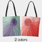 紫色のグリーンメタルドッグラベルモノグラムドレープ花 トートバッグ