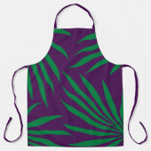 紫色のグリーンリーフトライバルパターンのアフリカ模様 エプロン (正面)