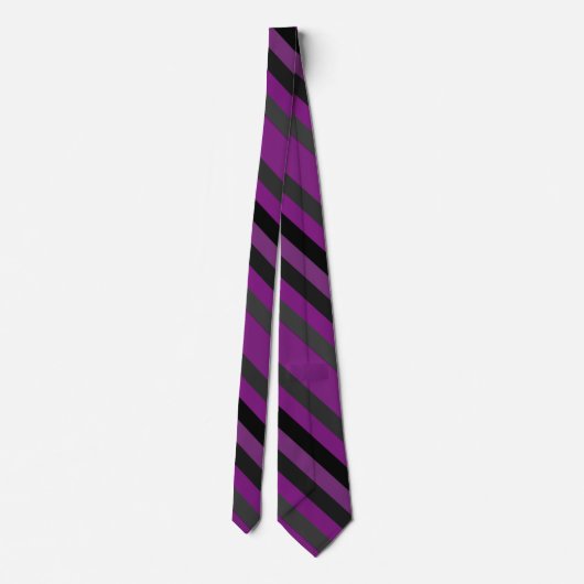 紫色のグレーと黒の斜めタイストライプのプ ネクタイ (裏面)