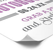 紫色のグレーのカスタムウェディングフォトブースの看板 ポスター (角)