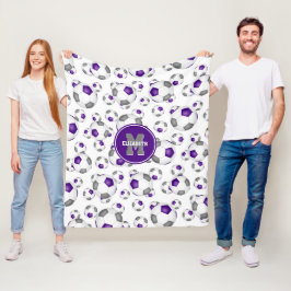 紫色のグレーのチームカラーのサッカーボール フリースブランケット
