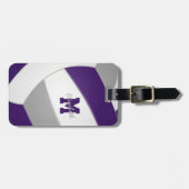 紫色のグレーの女の子チームの男の子チームカラーバレーボール ラゲッジタグ (正面横)