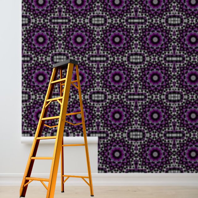紫色のグレーウィーブパターンピールスティック 壁紙 (Purple Gray Weave Pattern Peel Stick Wallpaper)