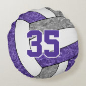 紫色のグレーガーリーバレーボールチームの色 ラウンドクッション (裏面)