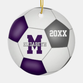 紫色のグレークラブカラーガールズボーイズキープサッカー メタルオーナメント