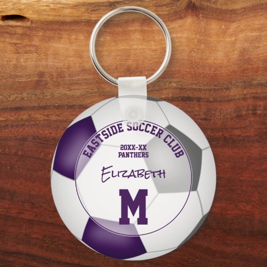 紫色のグレーサッカークラブチームカラースポーツギフト キーホルダー (正面)