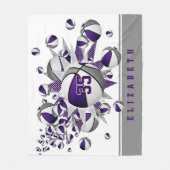 紫色のグレースポーツデコガールスカゴボールの星 フリースブランケット (正面)