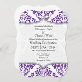 紫色のグレーダマスクブラケットウェディング招待 招待状 (正面/裏面)