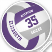 紫色のグレーチームカラーガールズボーイズバレーボール シール (正面)