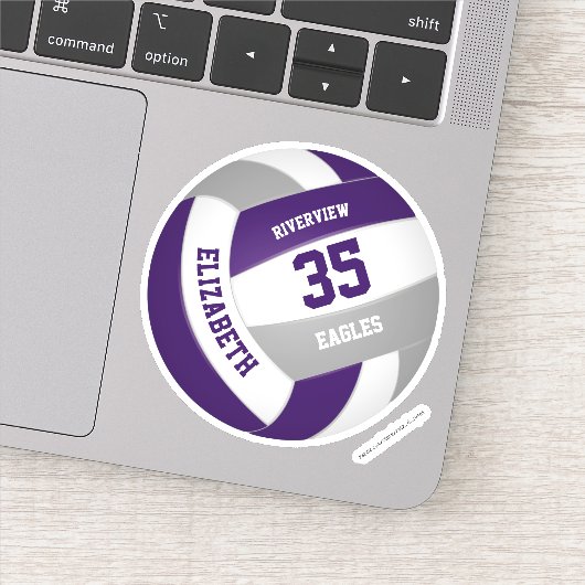 紫色のグレーチームカラーガールズボーイズバレーボール シール (詳細)