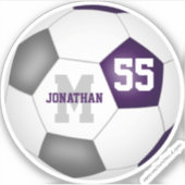 紫色のグレーチームカラーズボーイズサッカー シール (正面)