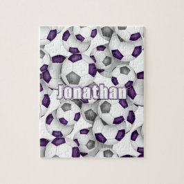 紫色のグレーチームカラーズボーイズサッカー ジグソーパズル