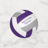 紫色のグレーチームカラーバレーボール誕生日 コンフェッティ (スモール正面)