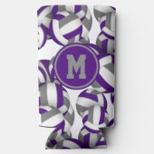 紫色のグレーバレーボールのパタモノグラムのーン スリム缶クーラー (裏面)