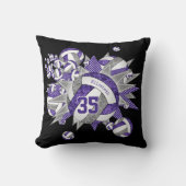 紫色のグレーバレーボールの吹き出しガーリースポーツデッキ クッション (正面)