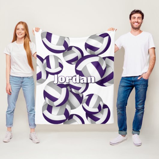 紫色のグレーバレーボール女の子スポーツルームの装飾 フリースブランケット (インサイチュ)