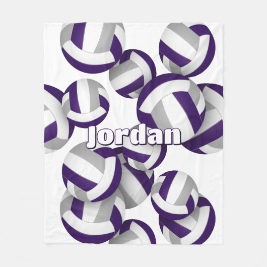 紫色のグレーバレーボール女の子スポーツルームの装飾 フリースブランケット (正面)
