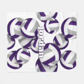 紫色のグレーバレーボール女の子スポーツルームの装飾 フリースブランケット (正面(横))