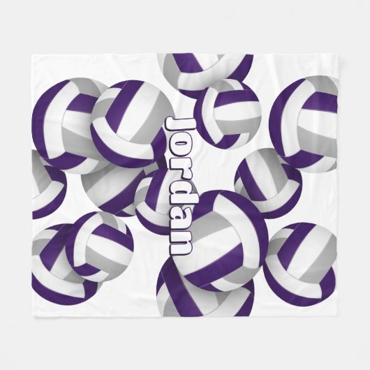 紫色のグレーバレーボール女の子スポーツルームの装飾 フリースブランケット (正面(横))