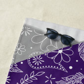 紫色のグレーボーホフローラペイズリーバレーボール ビーチタオル (インサイチュ)