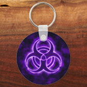 紫色のグロー生物学的災害［有害物質］記号キーチェーン キーホルダー (正面)