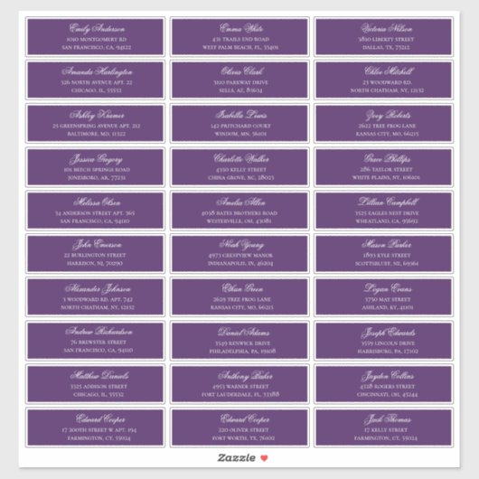 紫色のゲスト名のアドレス。出荷結婚ラベル シール (シート)
