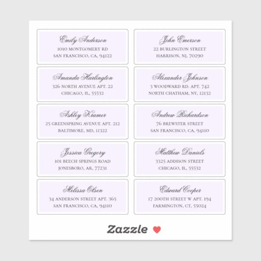 紫色のゲスト名のアドレス。出荷結婚ラベル シール (シート)