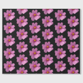紫色のコスモスの花(中央が黄色、黒) ラッピングペーパー (フラット)