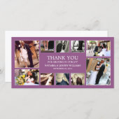 紫色のコラージュ | 結婚サンキューカード サンキューカード (正面/裏面)
